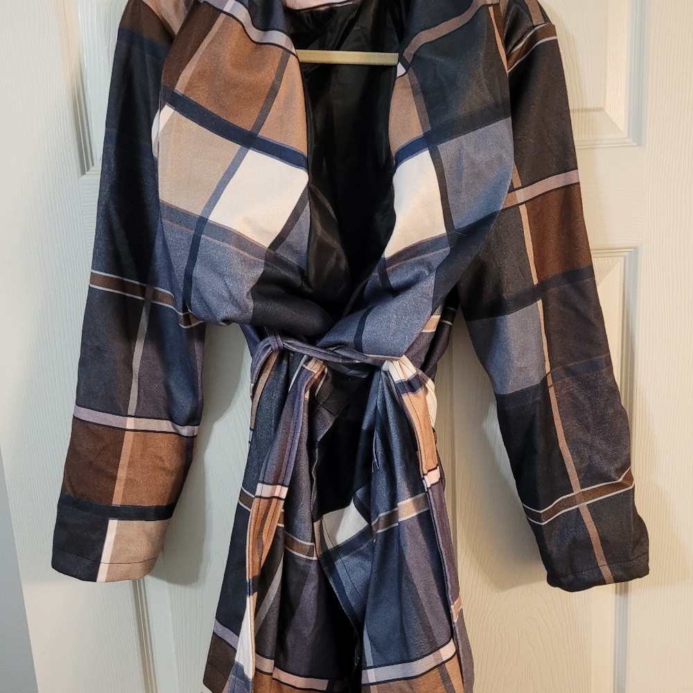 Plaid wrap jacket- with belt